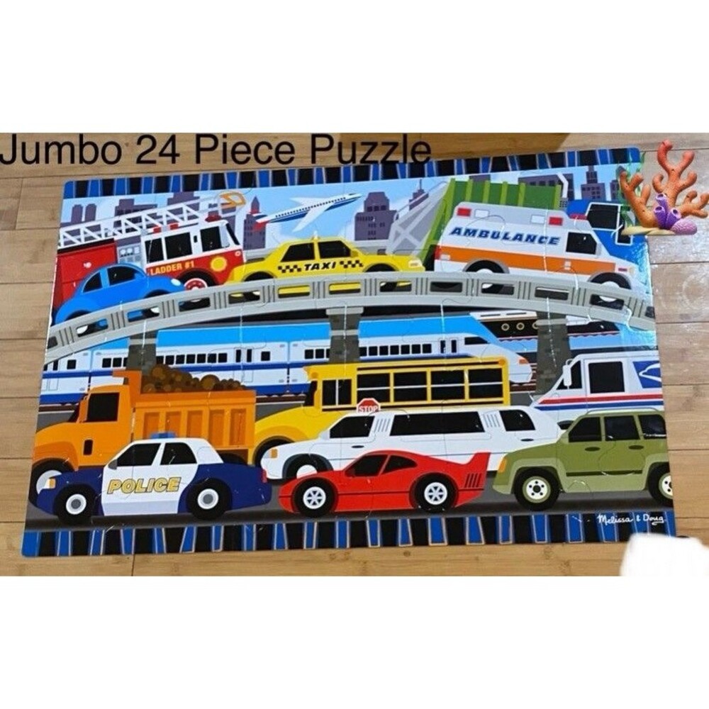 Melissa & Doug Traffic Jam Floor Puzzle 24 Jumbo Pieces 2' x 3'